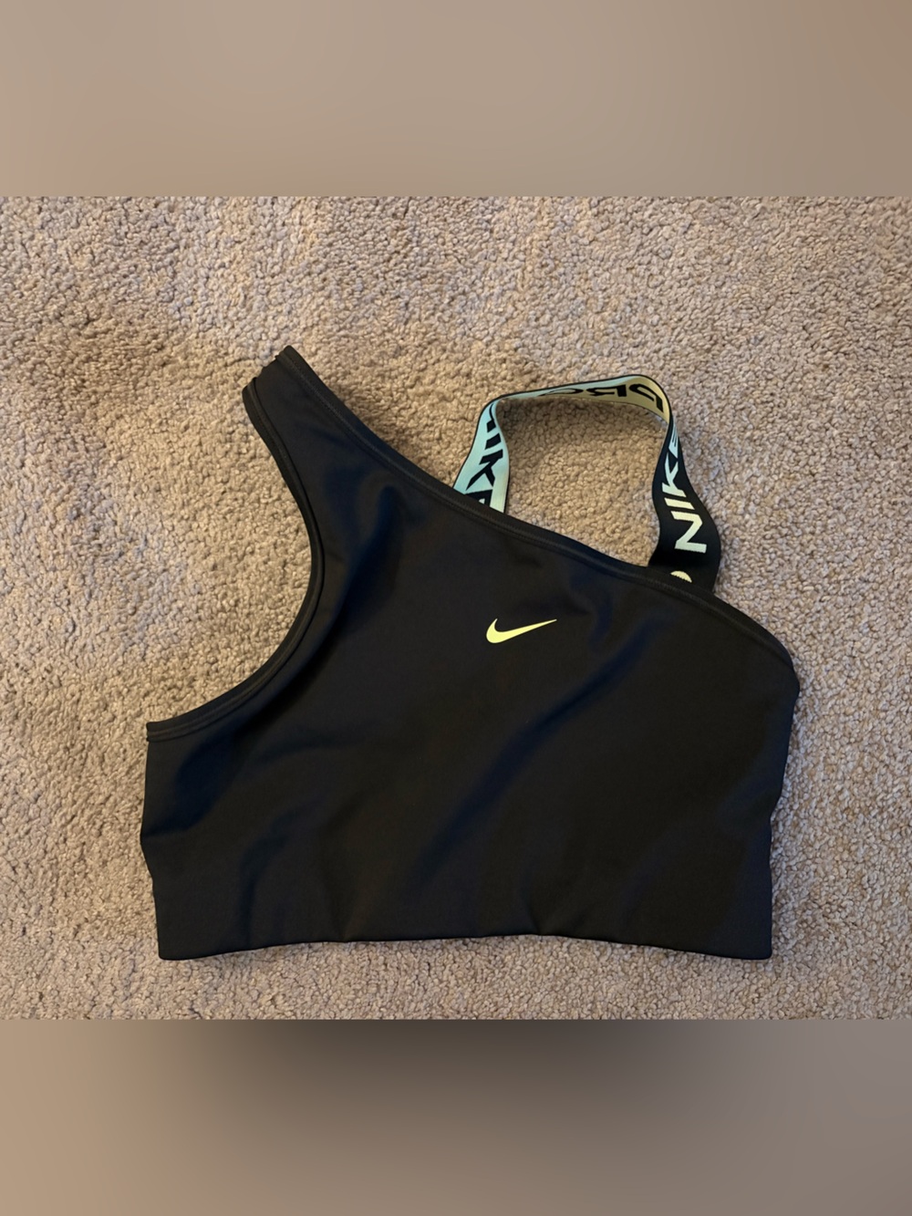 Nike Black Women's Sports Bra with Lime Swoosh